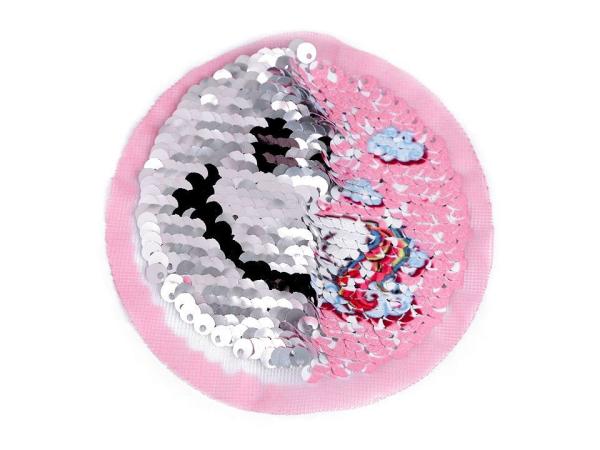 Applikation Wendepailetten Einhorn/Smile Rosa/Holografisch Silber